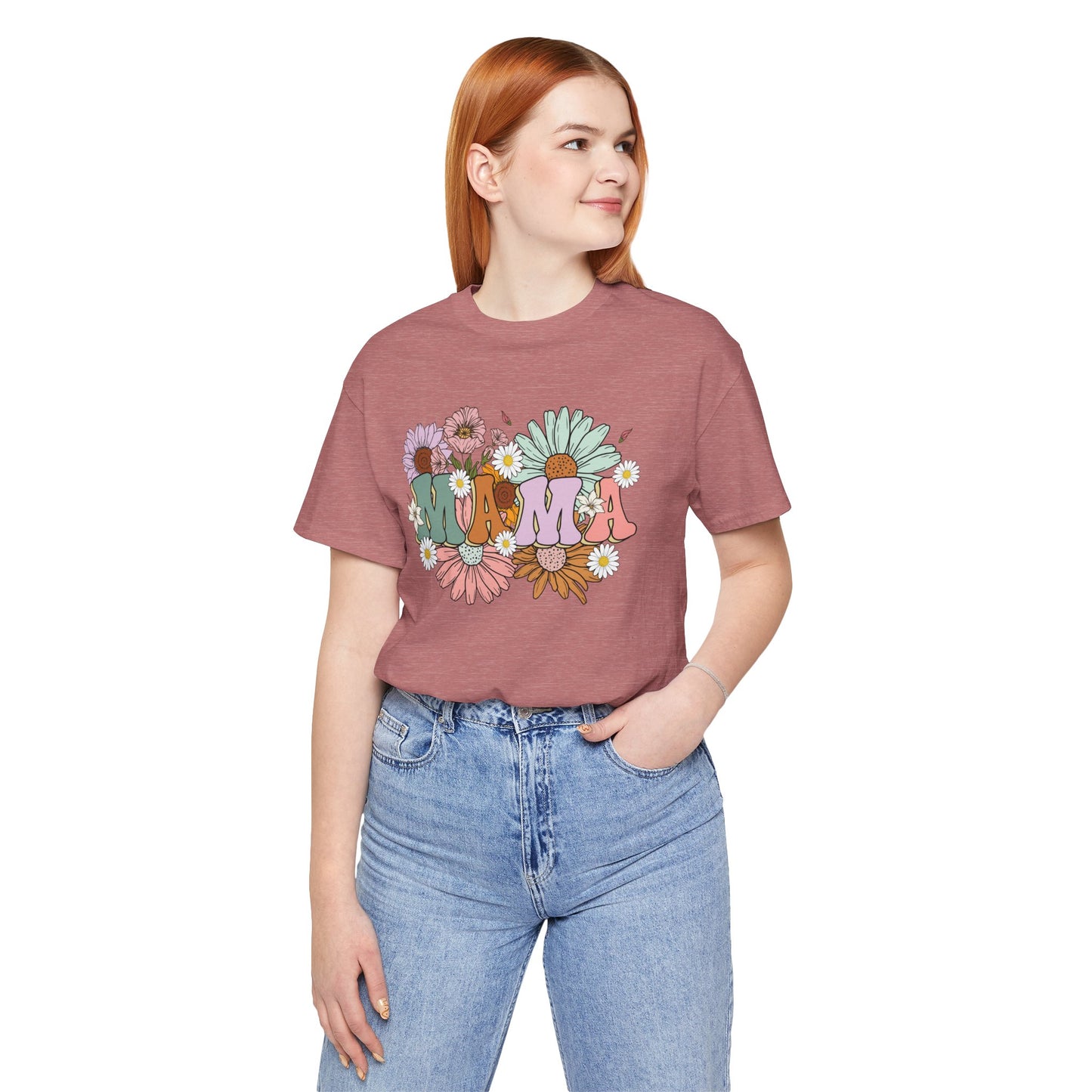 Groovy Floral Mama Tee, Gift for Moms, Casual Summer Top, Boho Style Apparel, Unique Mother's Day Gift