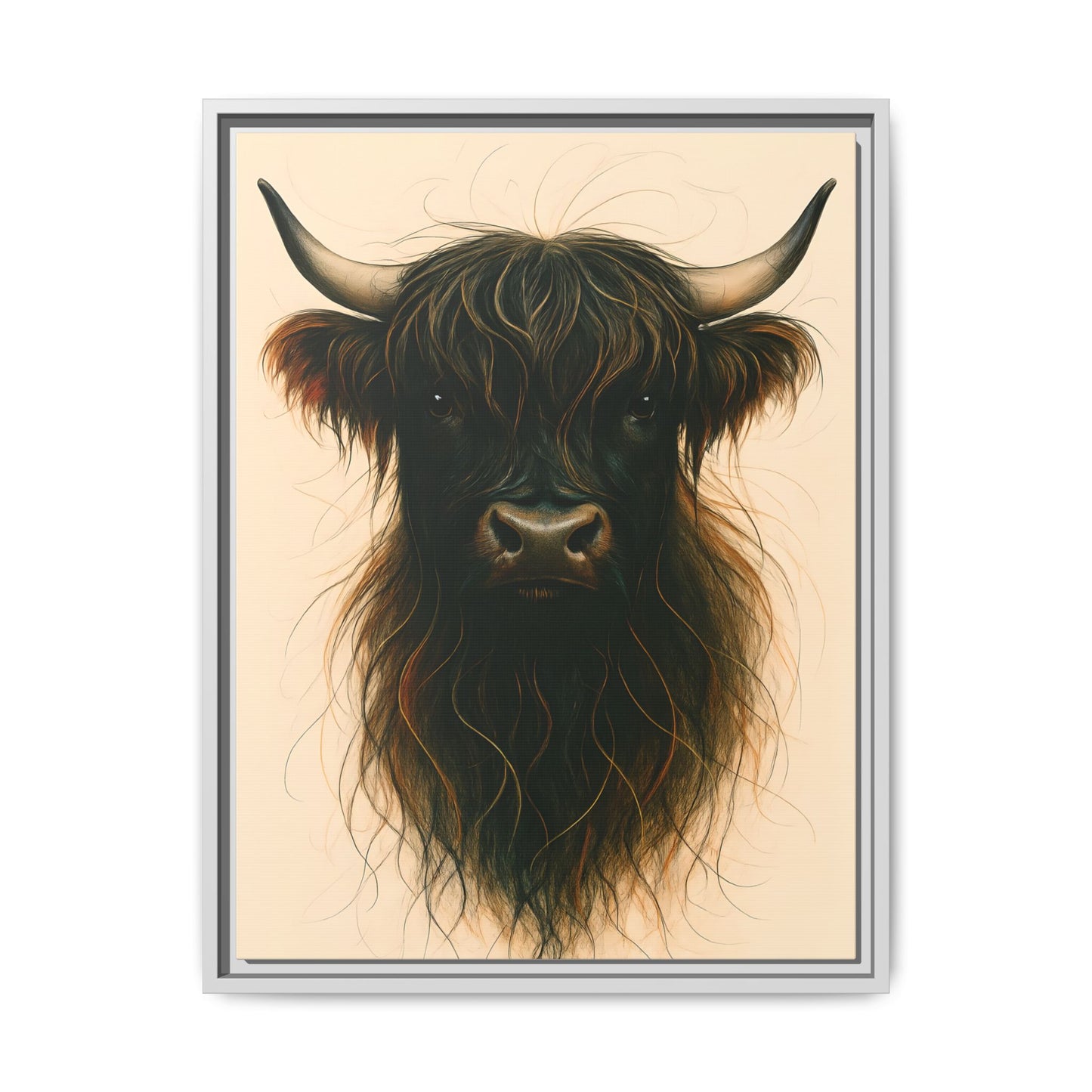 Framed Highland Cow Art Print (Black), Rustic Home Decor, Animal Wall Art, Farmhouse Style, Gift for Cow Lovers