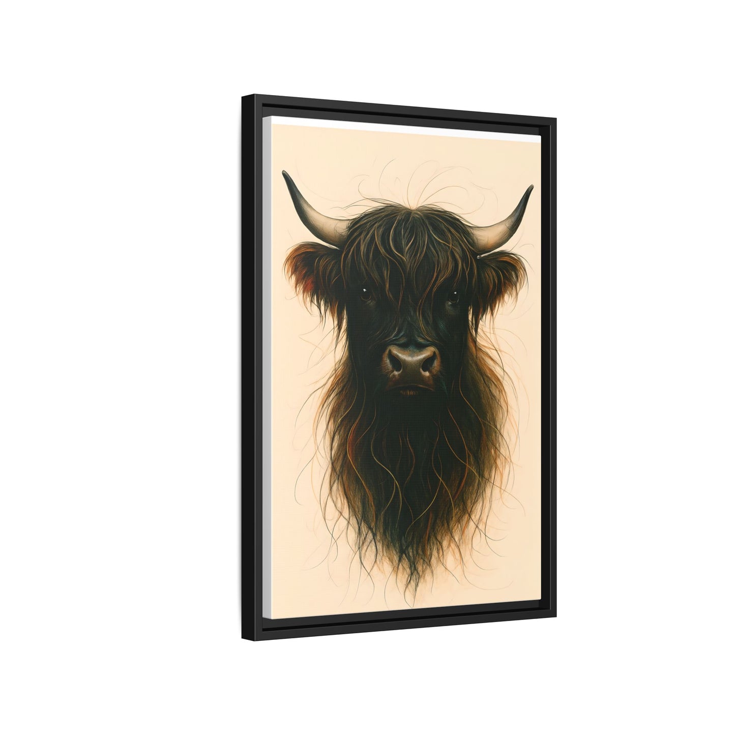 Framed Highland Cow Art Print (Black), Rustic Home Decor, Animal Wall Art, Farmhouse Style, Gift for Cow Lovers