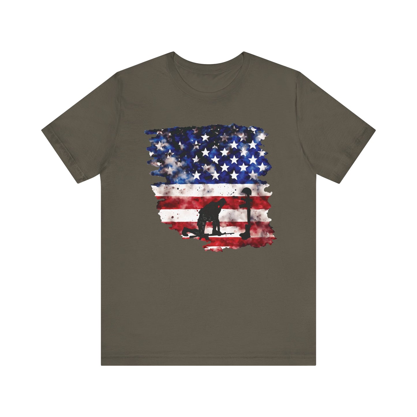 Kneeling Soldier with Flag Memorial Day Tee