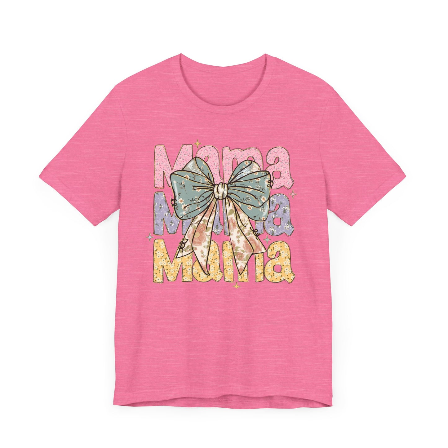 Color block Mama Tee with a Bow, Gift for Moms, Casual Summer Top, Boho Style Apparel, Unique Mother's Day Gift