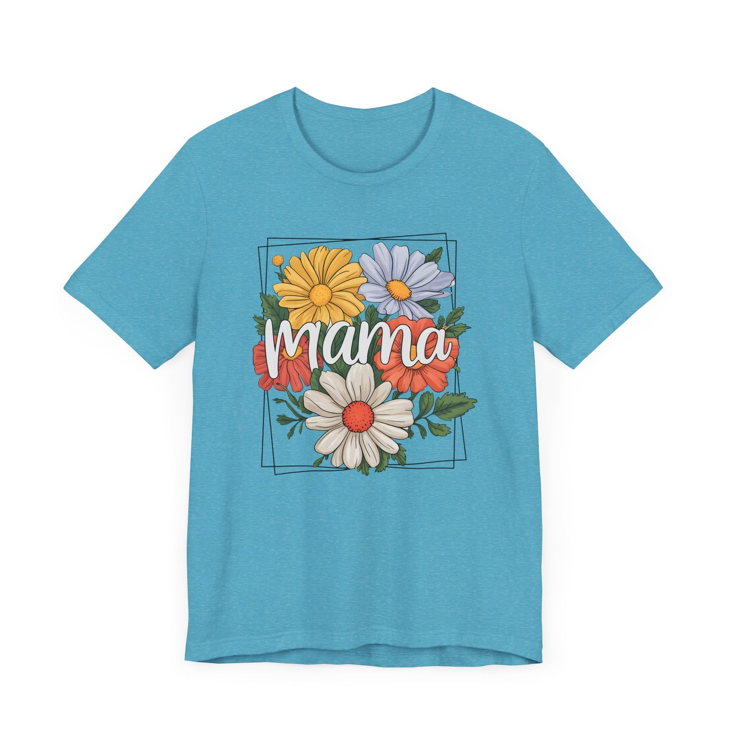 Bouquet Daisey Mama Tee, Gift for Moms, Casual Summer Top, Boho Style Apparel, Unique Mother's Day Gift