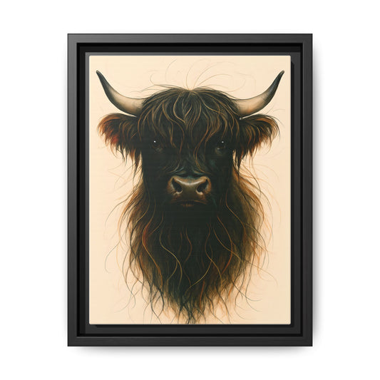 Framed Highland Cow Art Print (Black), Rustic Home Decor, Animal Wall Art, Farmhouse Style, Gift for Cow Lovers