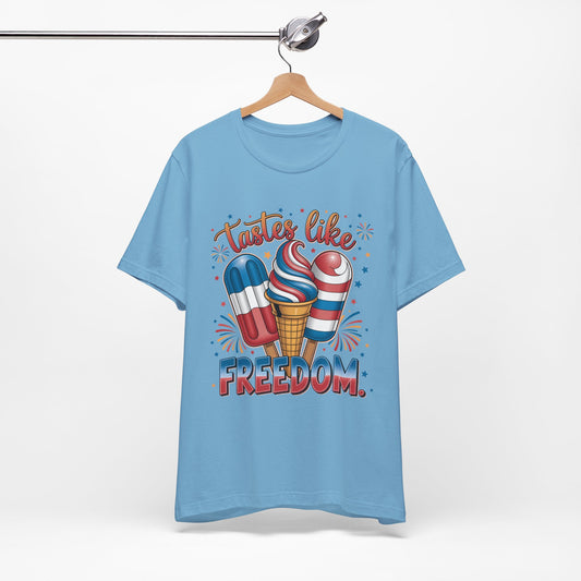 Taste Like Freedom Patriotic Graphic Tee, Fun Summer T-Shirt, Holiday Apparel, 4th of July Shirt