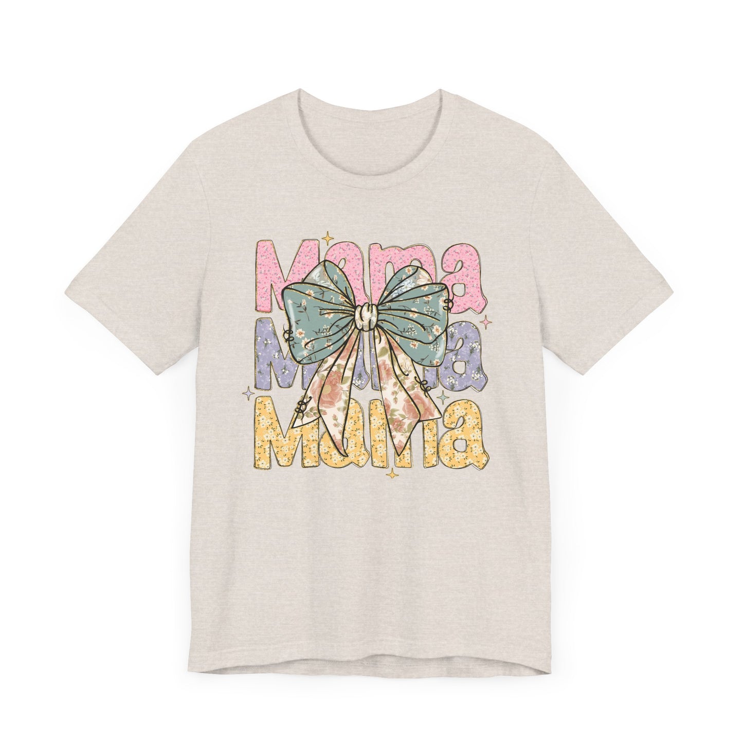 Color block Mama Tee with a Bow, Gift for Moms, Casual Summer Top, Boho Style Apparel, Unique Mother's Day Gift