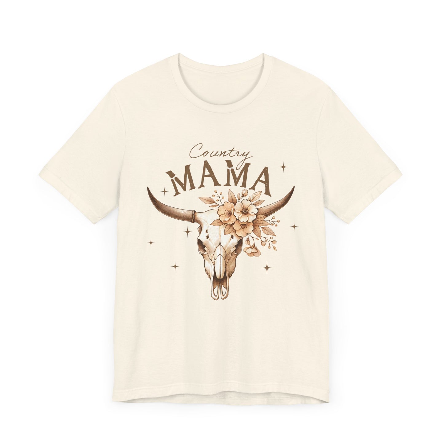 Country Mama Tee, Unisex Short Sleeve Shirt for Moms, Floral Skull Graphic Tee, Gift for Mother's Day, Western Style
