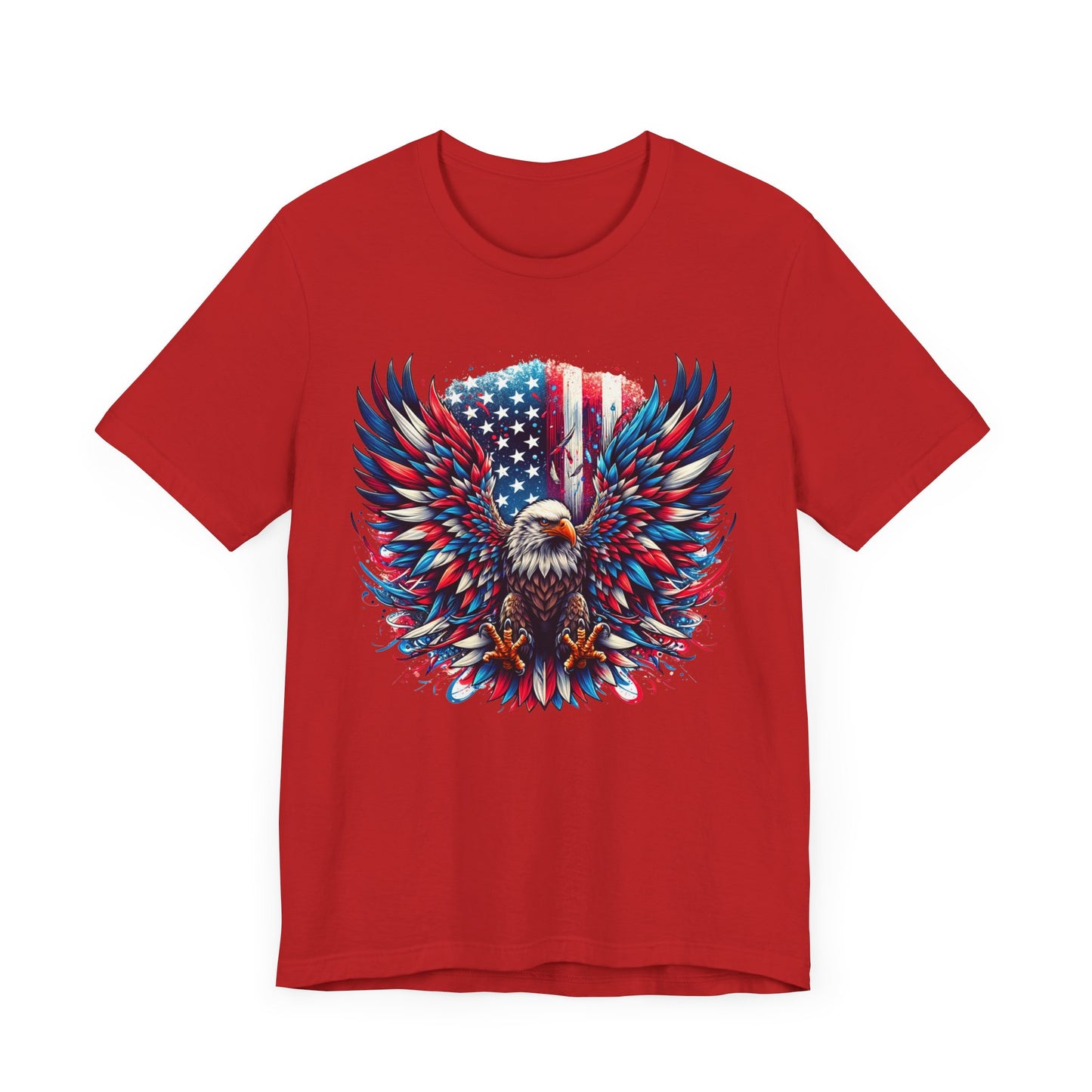 Eagle with US Flag Patriotic Graphic Tee, Fun Summer T-Shirt, Holiday Apparel, 4th of July Shirt