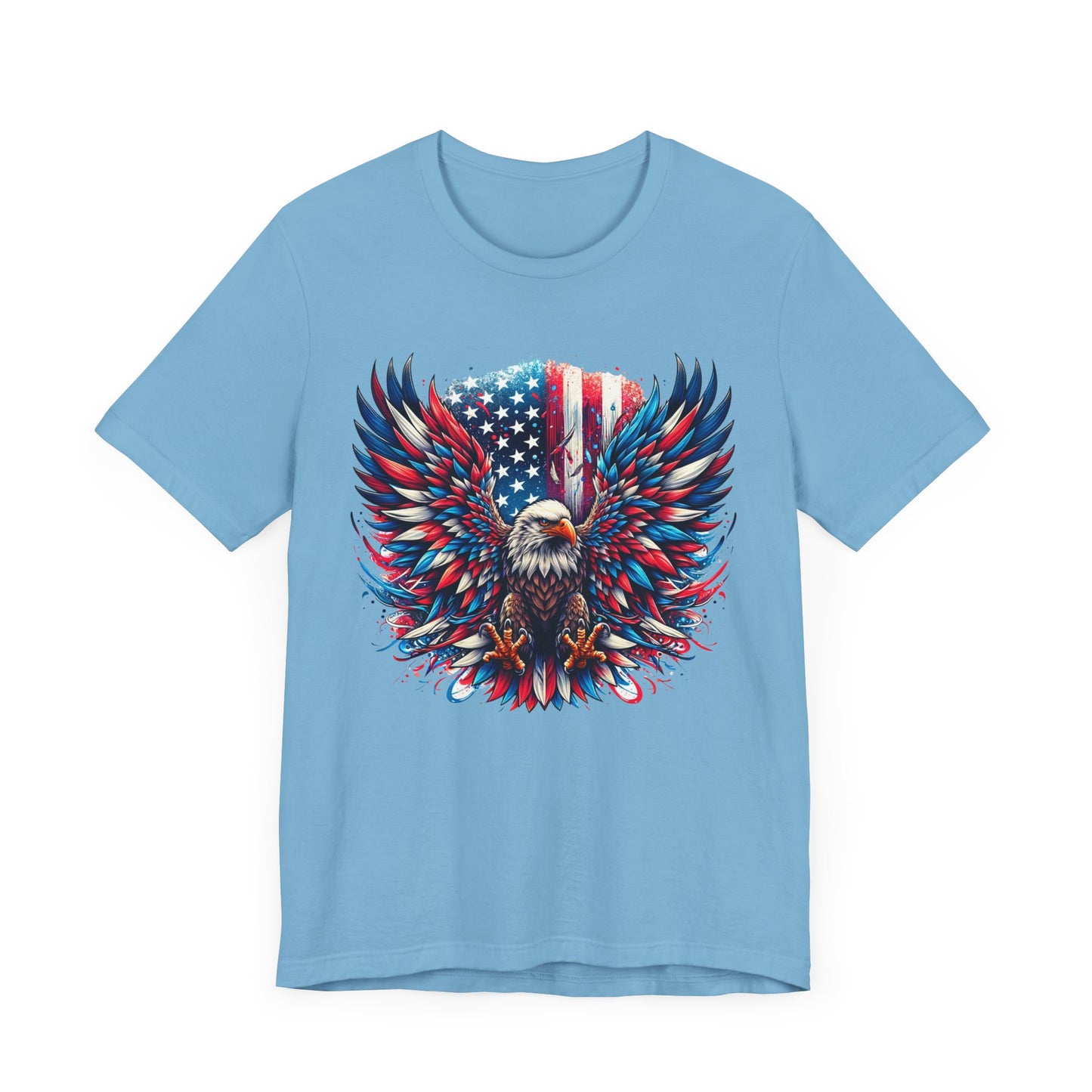 Eagle with US Flag Patriotic Graphic Tee, Fun Summer T-Shirt, Holiday Apparel, 4th of July Shirt