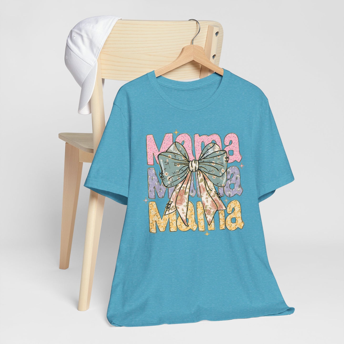 Color block Mama Tee with a Bow, Gift for Moms, Casual Summer Top, Boho Style Apparel, Unique Mother's Day Gift