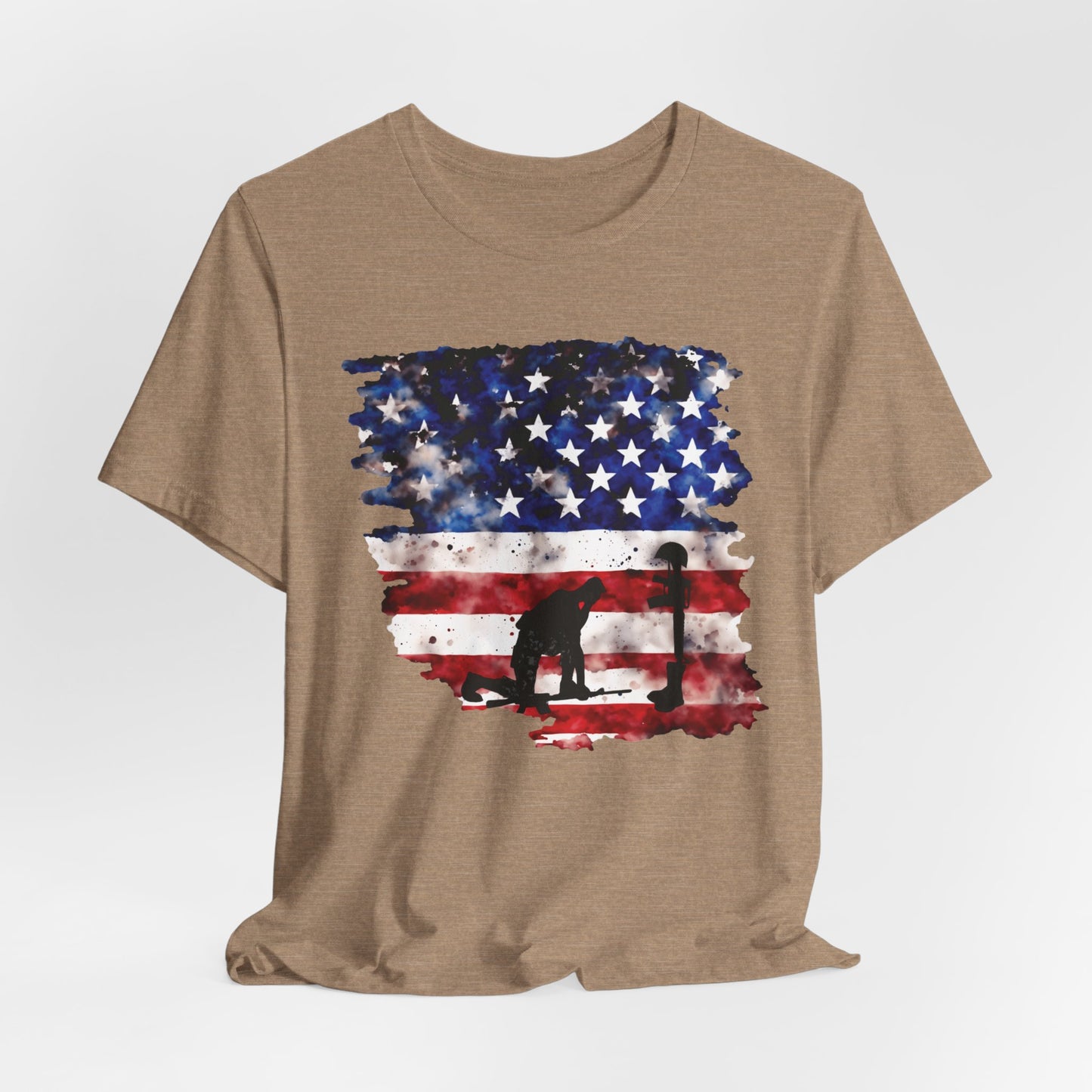 Kneeling Soldier with Flag Memorial Day Tee