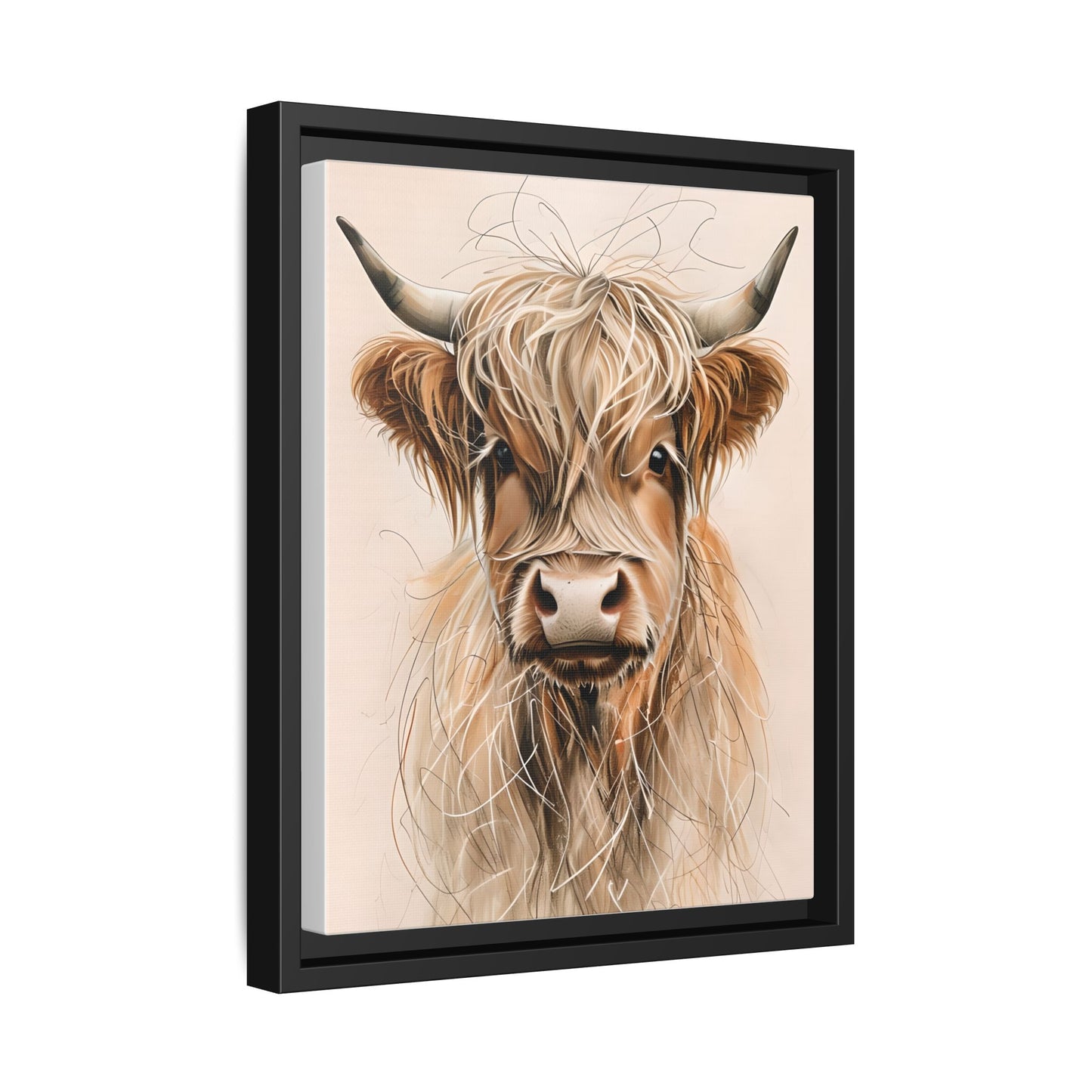 Framed Highland Cow Art Print (Tan), Rustic Home Decor, Animal Wall Art, Farmhouse Style, Gift for Cow Lovers