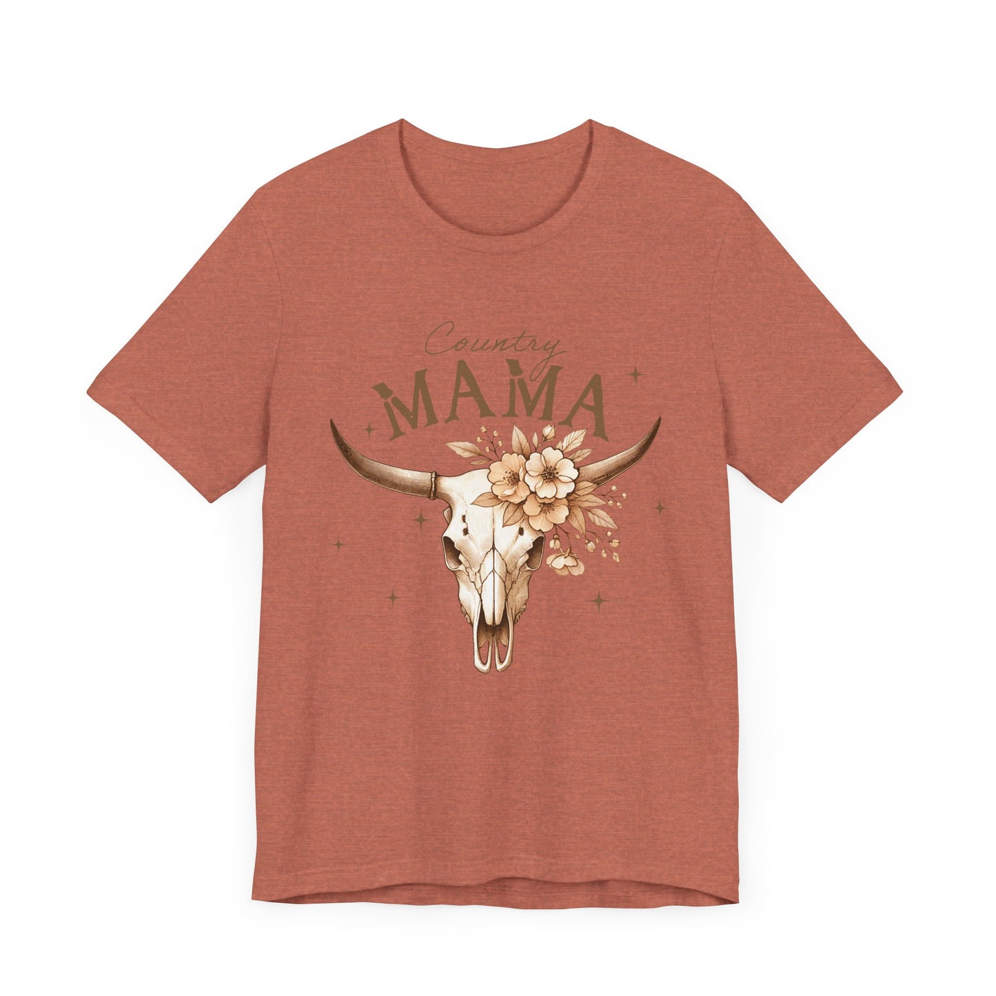 Country Mama Tee, Unisex Short Sleeve Shirt for Moms, Floral Skull Graphic Tee, Gift for Mother's Day, Western Style