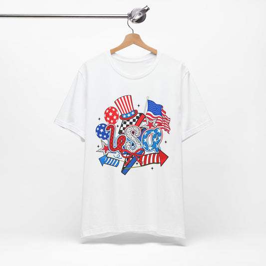USA Firecracker Patriotic Graphic Tee, Fun Summer T-Shirt, Holiday Apparel, 4th of July Shirt