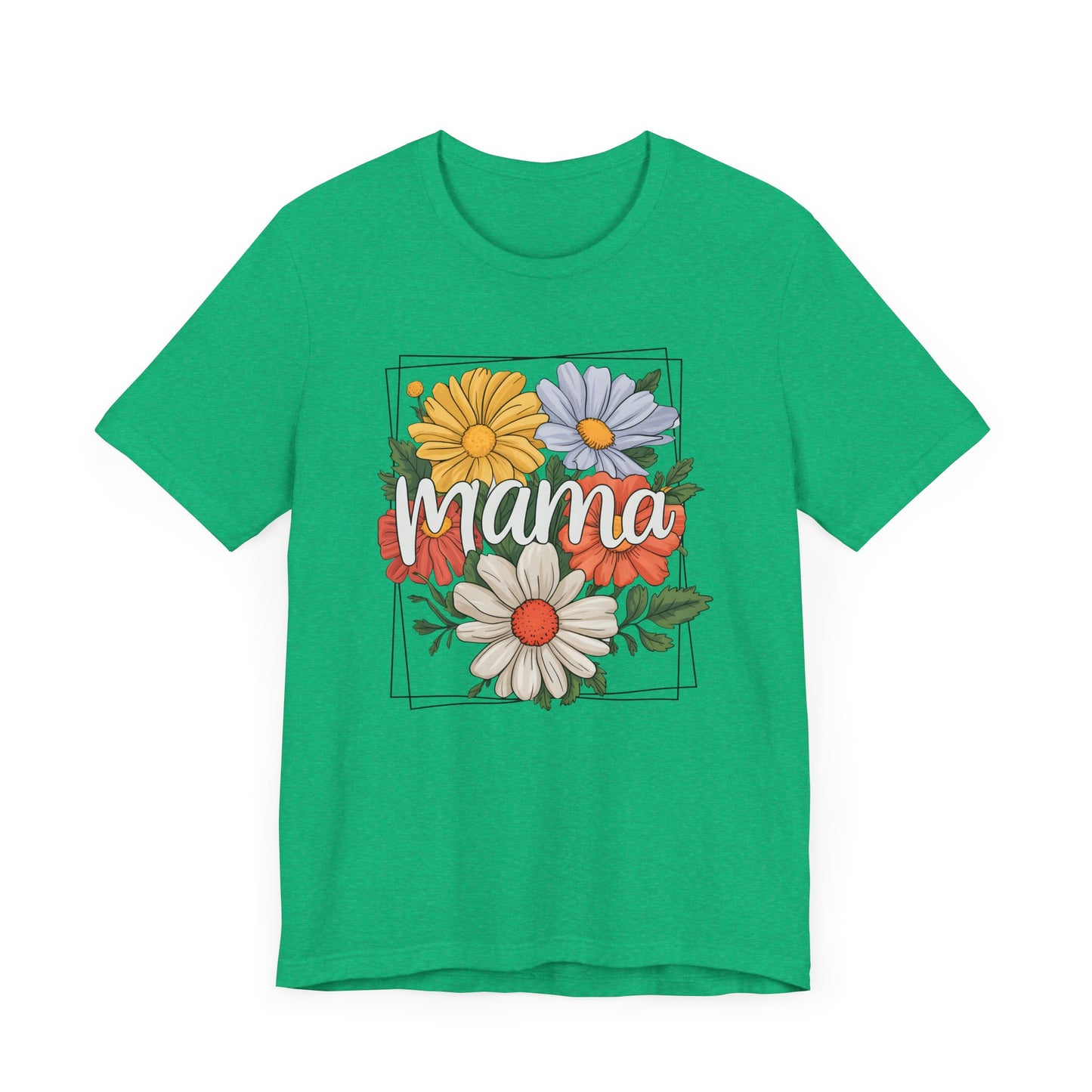 Bouquet Daisey Mama Tee, Gift for Moms, Casual Summer Top, Boho Style Apparel, Unique Mother's Day Gift