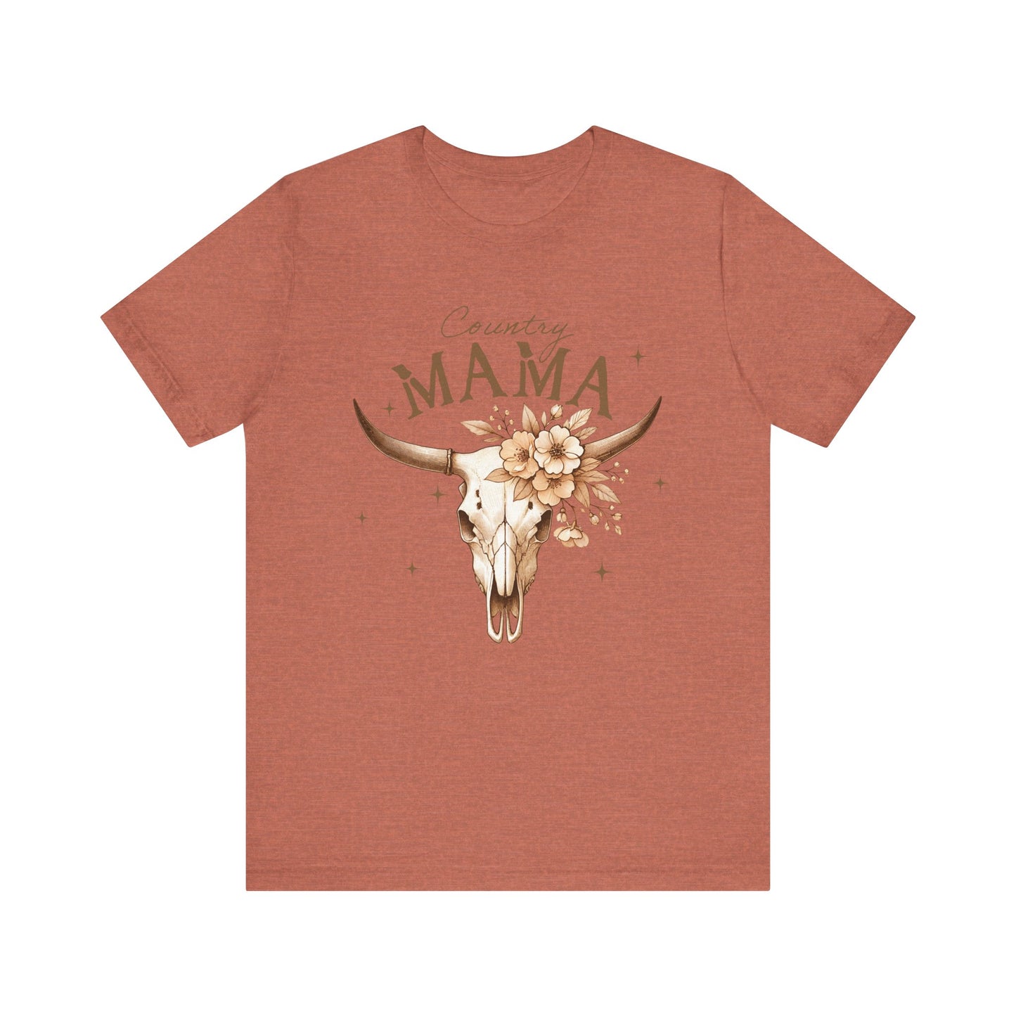 Country Mama Tee, Unisex Short Sleeve Shirt for Moms, Floral Skull Graphic Tee, Gift for Mother's Day, Western Style