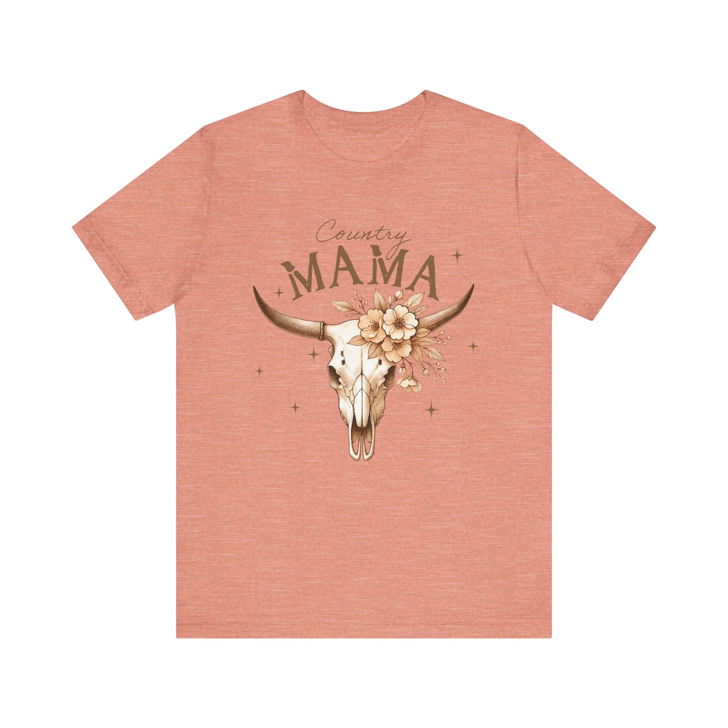 Country Mama Tee, Unisex Short Sleeve Shirt for Moms, Floral Skull Graphic Tee, Gift for Mother's Day, Western Style