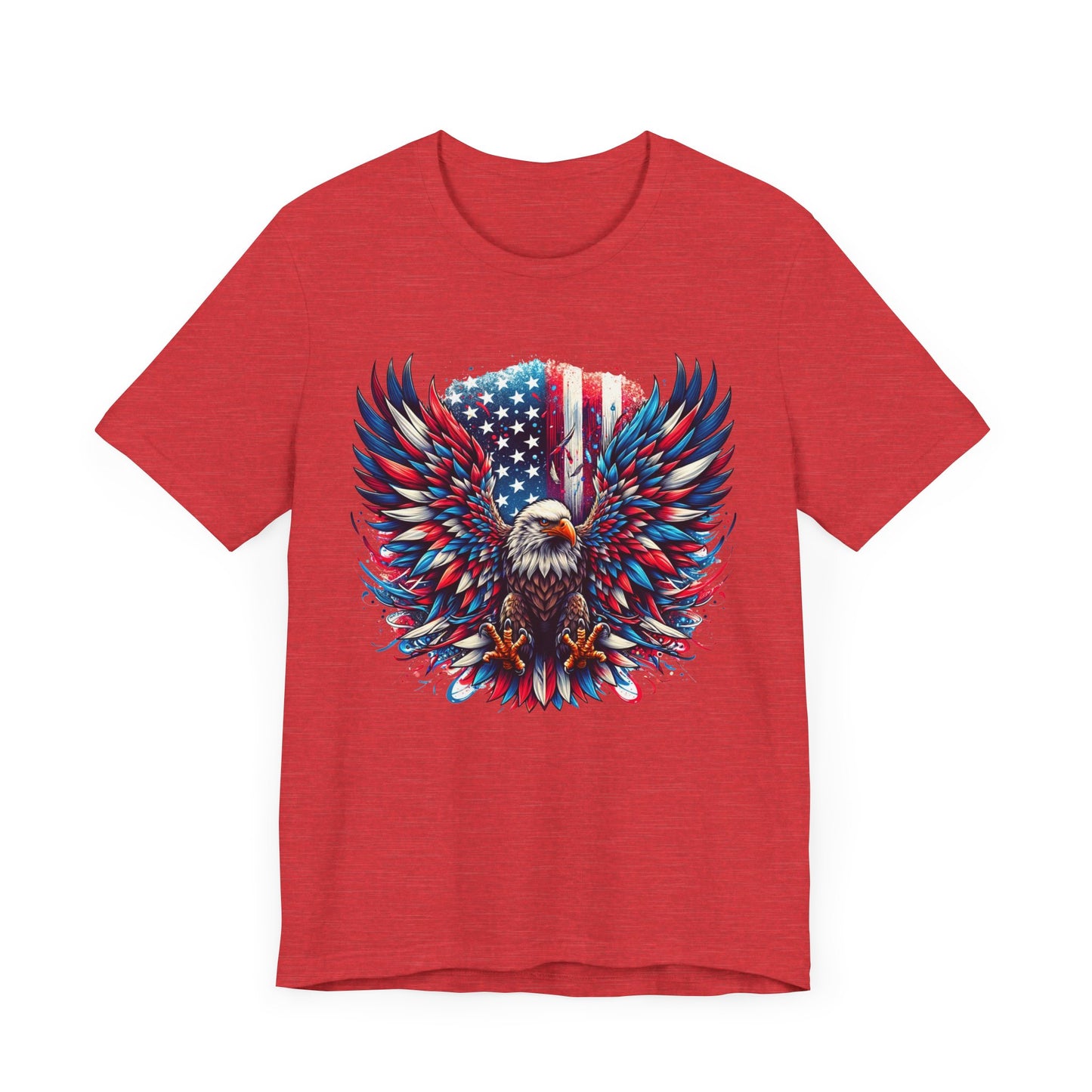 Eagle with US Flag Patriotic Graphic Tee, Fun Summer T-Shirt, Holiday Apparel, 4th of July Shirt