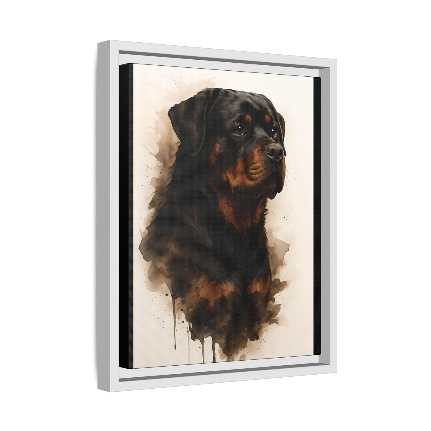 Rottweiler Portrait Wall Art - Framed Matte Canvas Print