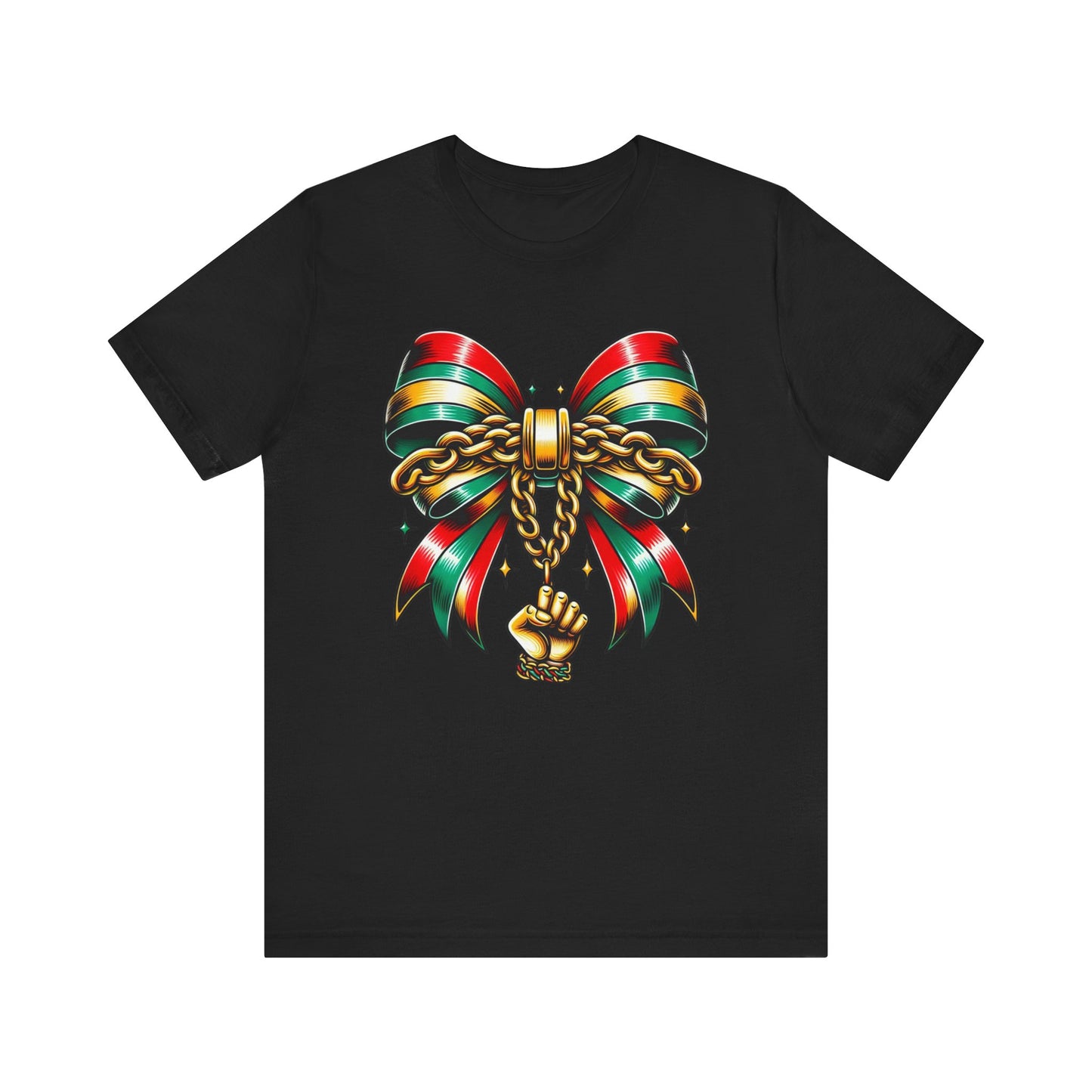 Bow and Chain Juneteenth Celebration Tee, Unisex Jersey Tee, Freedom Shirt, Equality Apparel, Black History Month Gift, Activist Fashion