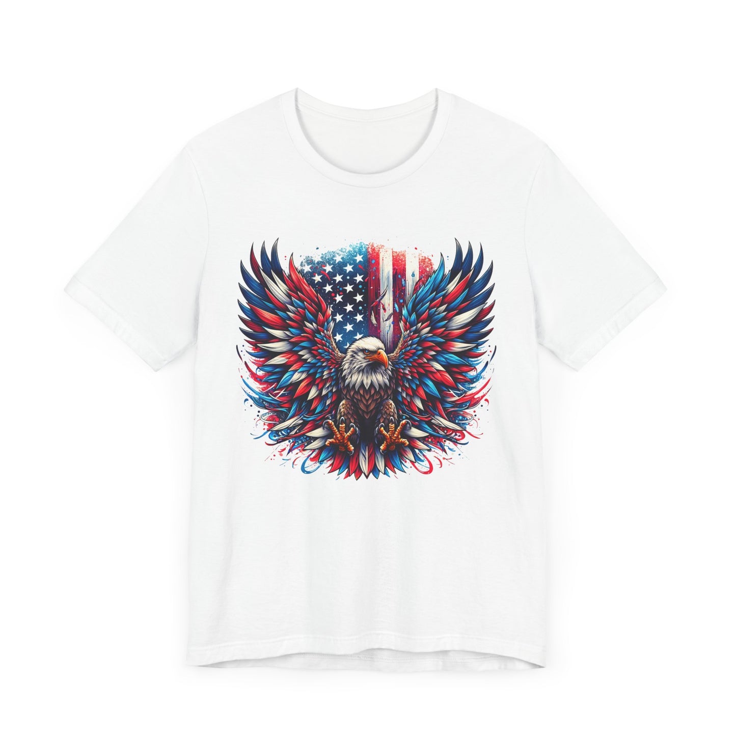 Eagle with US Flag Patriotic Graphic Tee, Fun Summer T-Shirt, Holiday Apparel, 4th of July Shirt