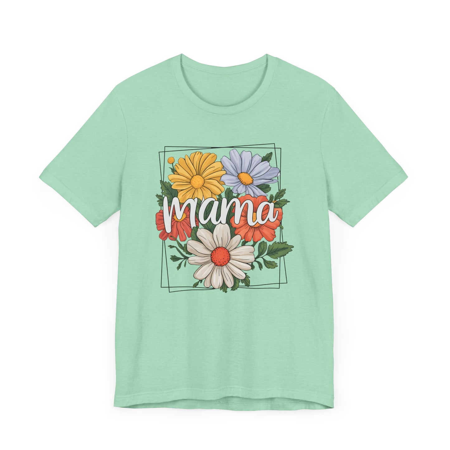 Bouquet Daisey Mama Tee, Gift for Moms, Casual Summer Top, Boho Style Apparel, Unique Mother's Day Gift
