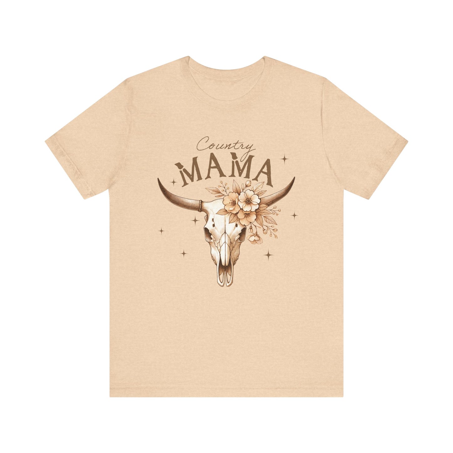 Country Mama Tee, Unisex Short Sleeve Shirt for Moms, Floral Skull Graphic Tee, Gift for Mother's Day, Western Style