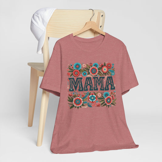 Boho Floral Mama Tee,  Gift for Moms, Casual Summer Top, Boho Style Apparel, Unique Mother's Day Gift