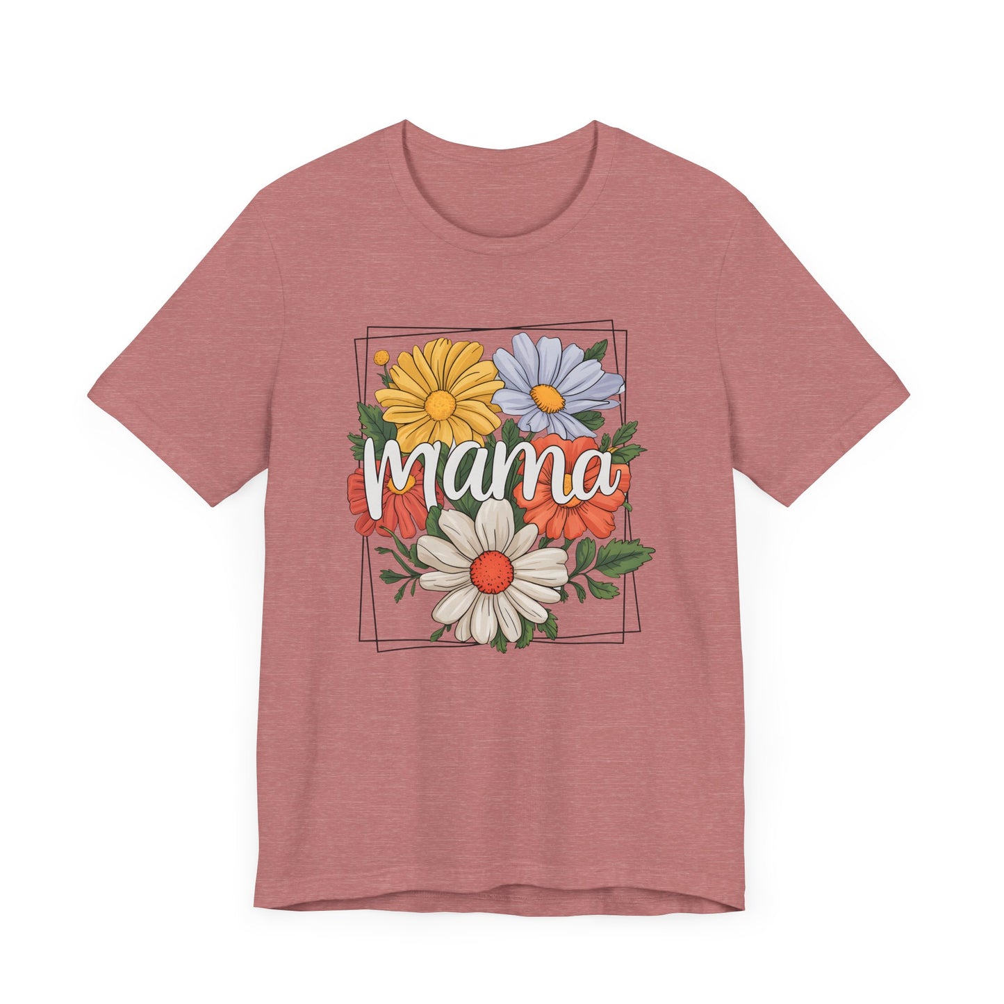Bouquet Daisey Mama Tee, Gift for Moms, Casual Summer Top, Boho Style Apparel, Unique Mother's Day Gift