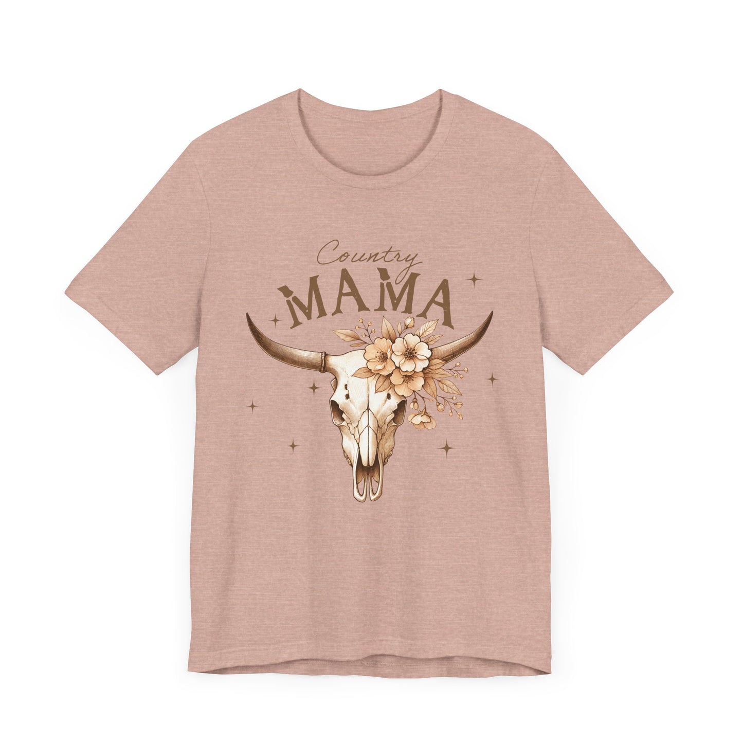 Country Mama Tee, Unisex Short Sleeve Shirt for Moms, Floral Skull Graphic Tee, Gift for Mother's Day, Western Style
