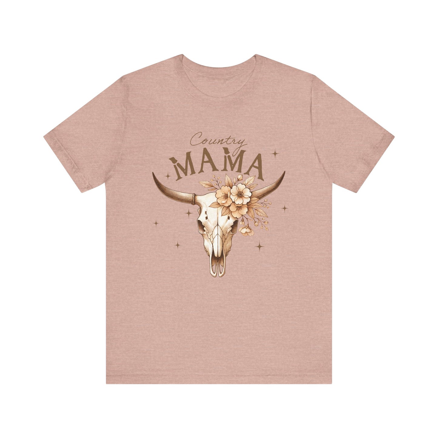 Country Mama Tee, Unisex Short Sleeve Shirt for Moms, Floral Skull Graphic Tee, Gift for Mother's Day, Western Style