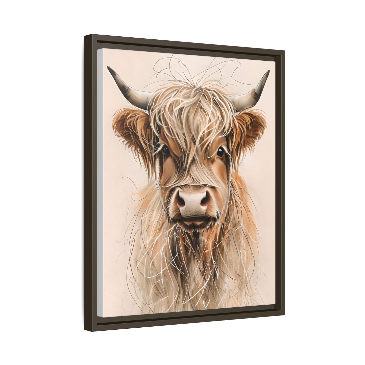 Framed Highland Cow Art Print (Tan), Rustic Home Decor, Animal Wall Art, Farmhouse Style, Gift for Cow Lovers