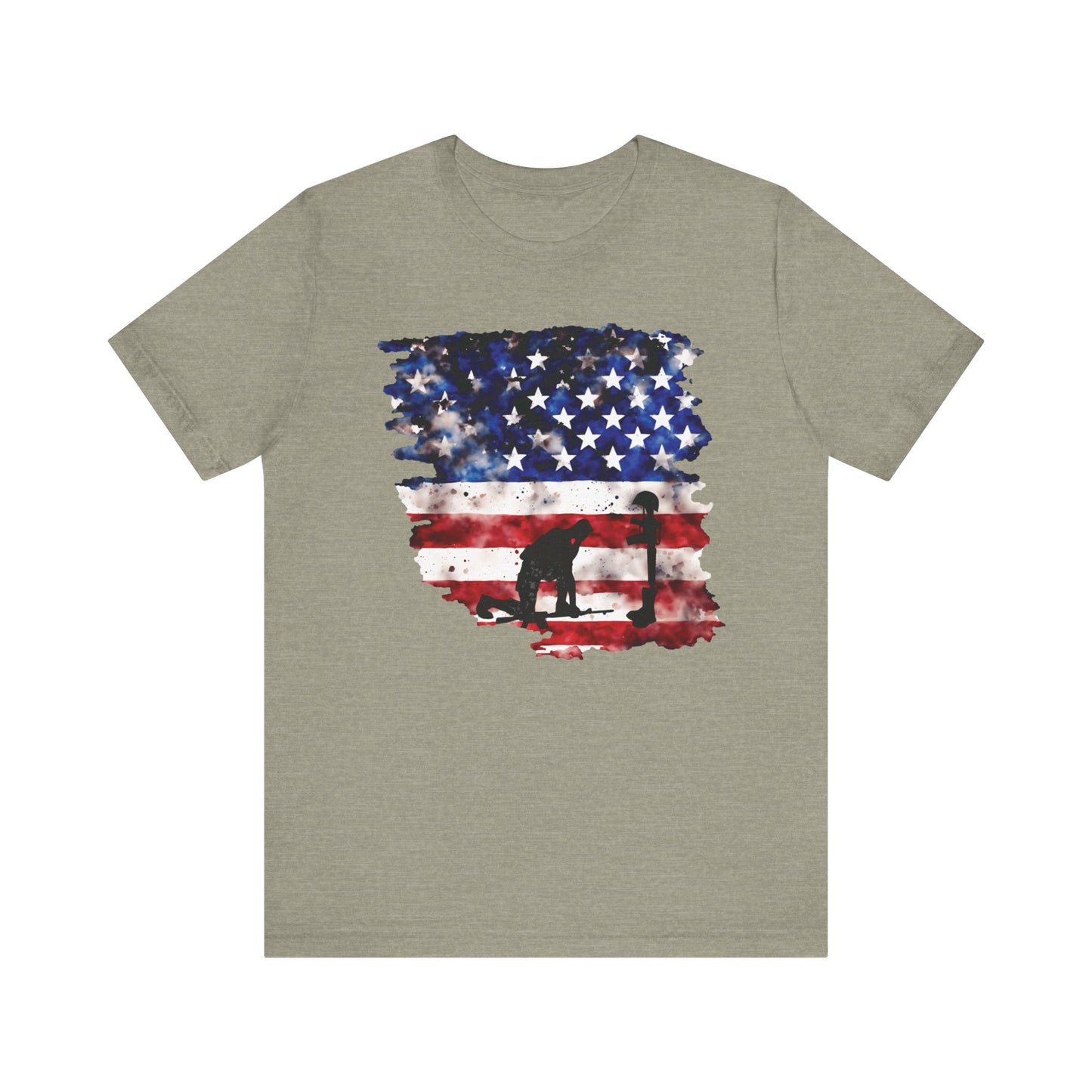 Kneeling Soldier with Flag Memorial Day Tee