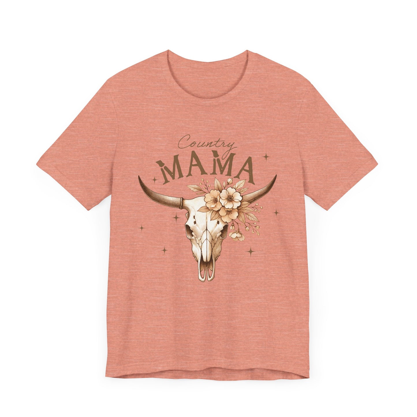 Country Mama Tee, Unisex Short Sleeve Shirt for Moms, Floral Skull Graphic Tee, Gift for Mother's Day, Western Style