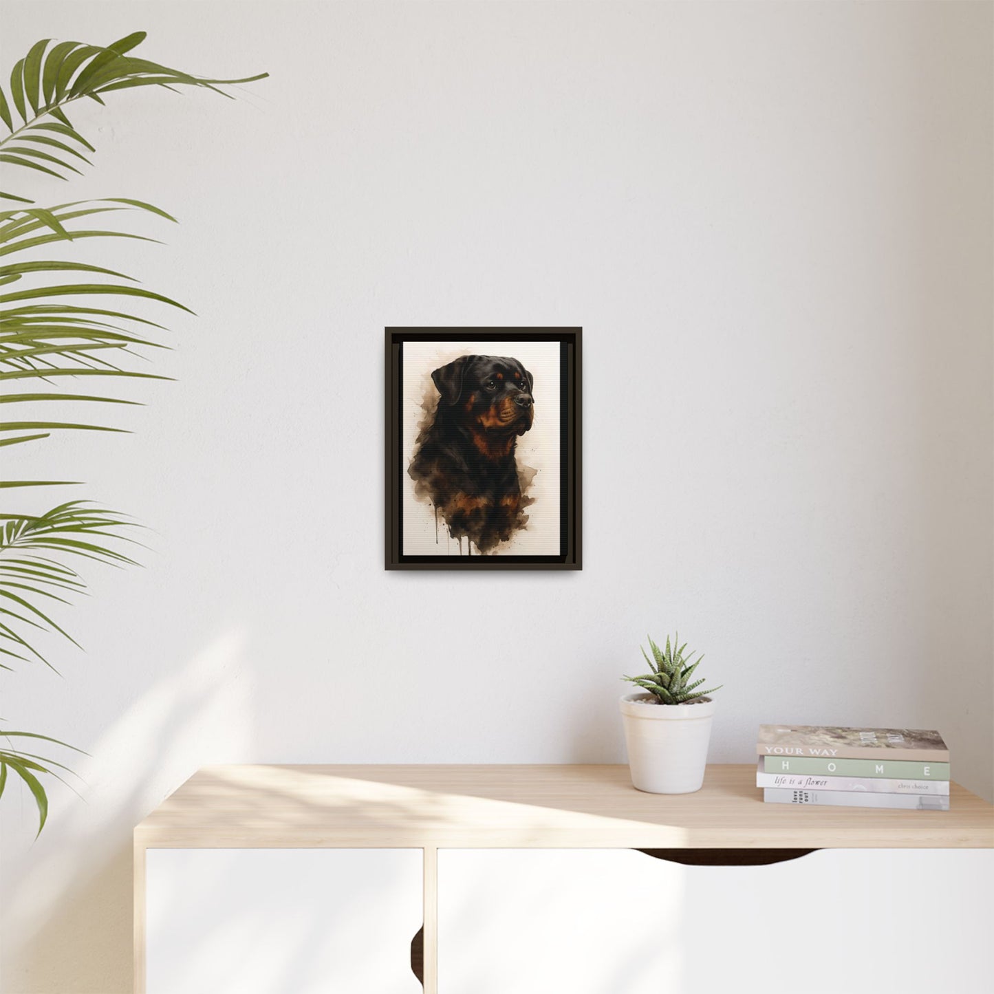 Rottweiler Portrait Wall Art - Framed Matte Canvas Print