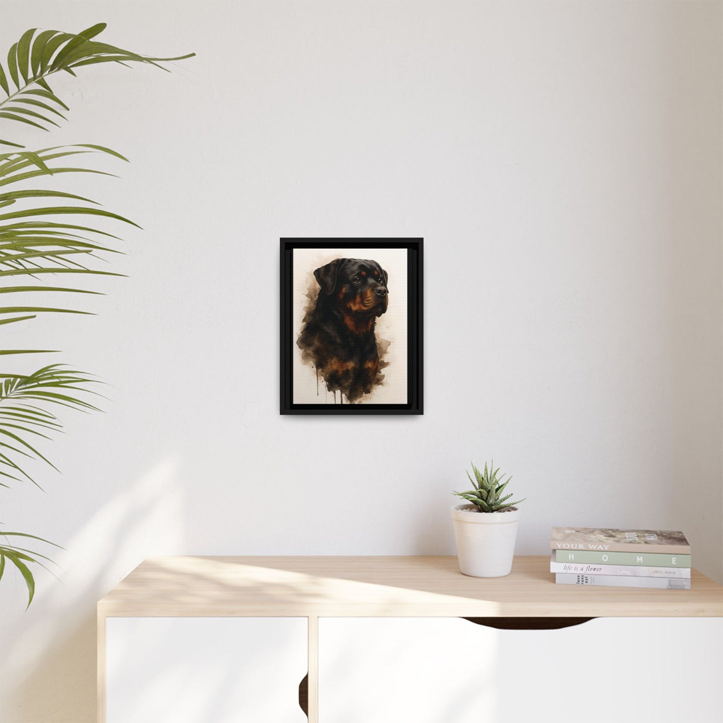 Rottweiler Portrait Wall Art - Framed Matte Canvas Print