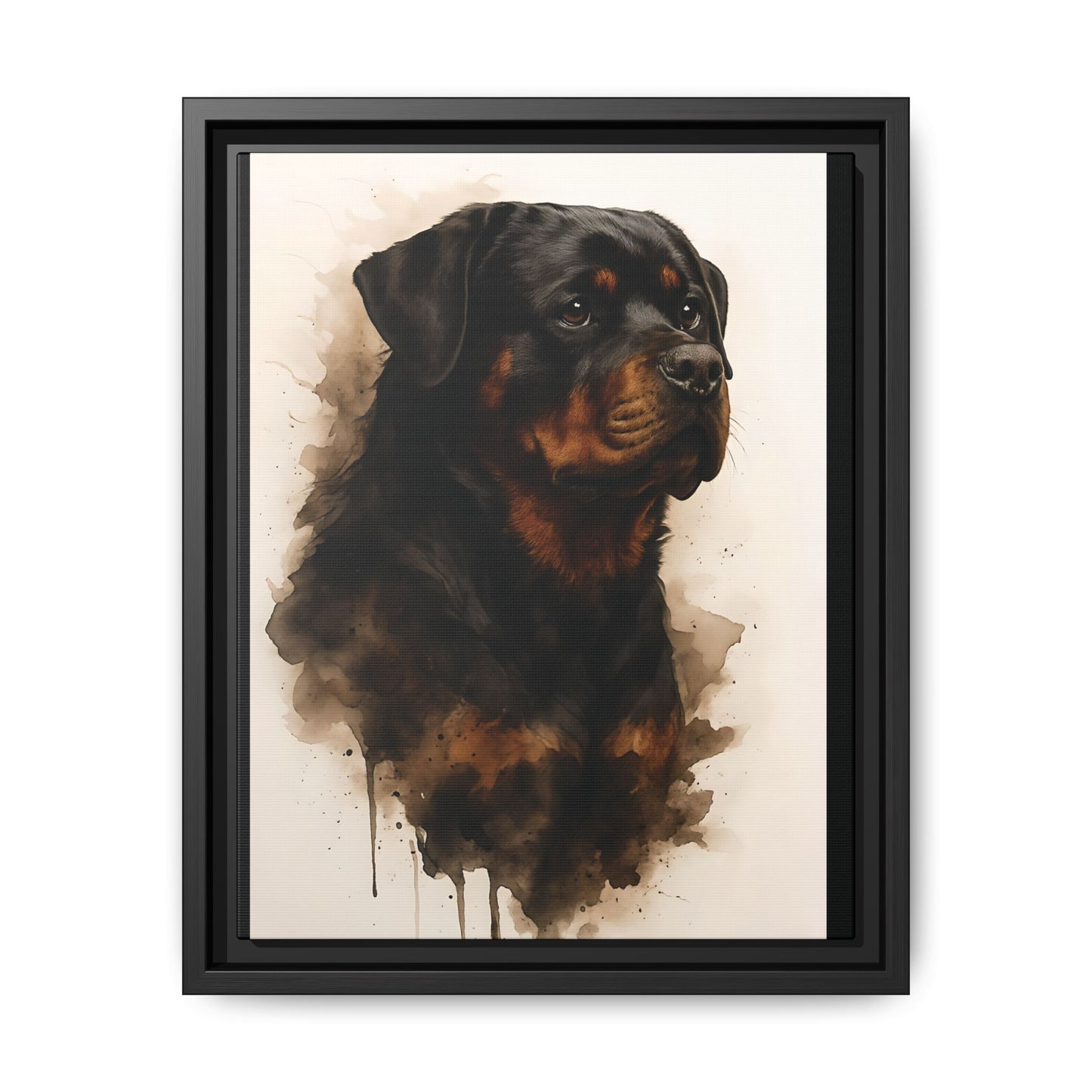 Rottweiler Portrait Wall Art - Framed Matte Canvas Print