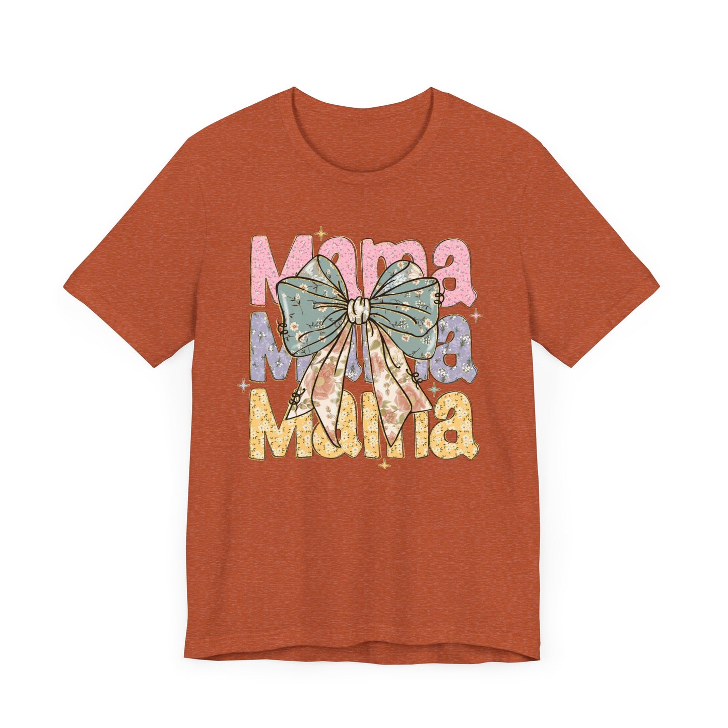 Color block Mama Tee with a Bow, Gift for Moms, Casual Summer Top, Boho Style Apparel, Unique Mother's Day Gift