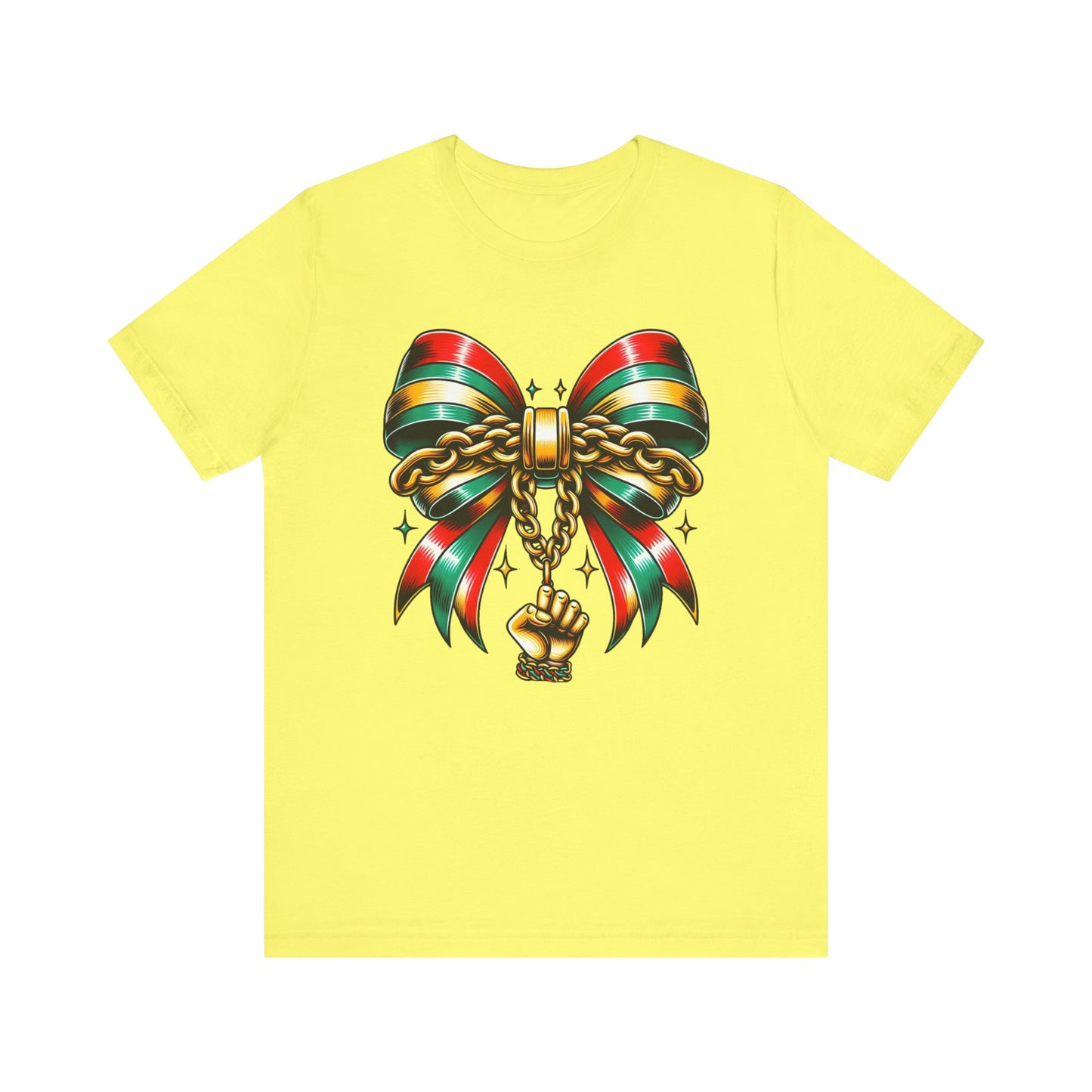 Bow and Chain Juneteenth Celebration Tee, Unisex Jersey Tee, Freedom Shirt, Equality Apparel, Black History Month Gift, Activist Fashion