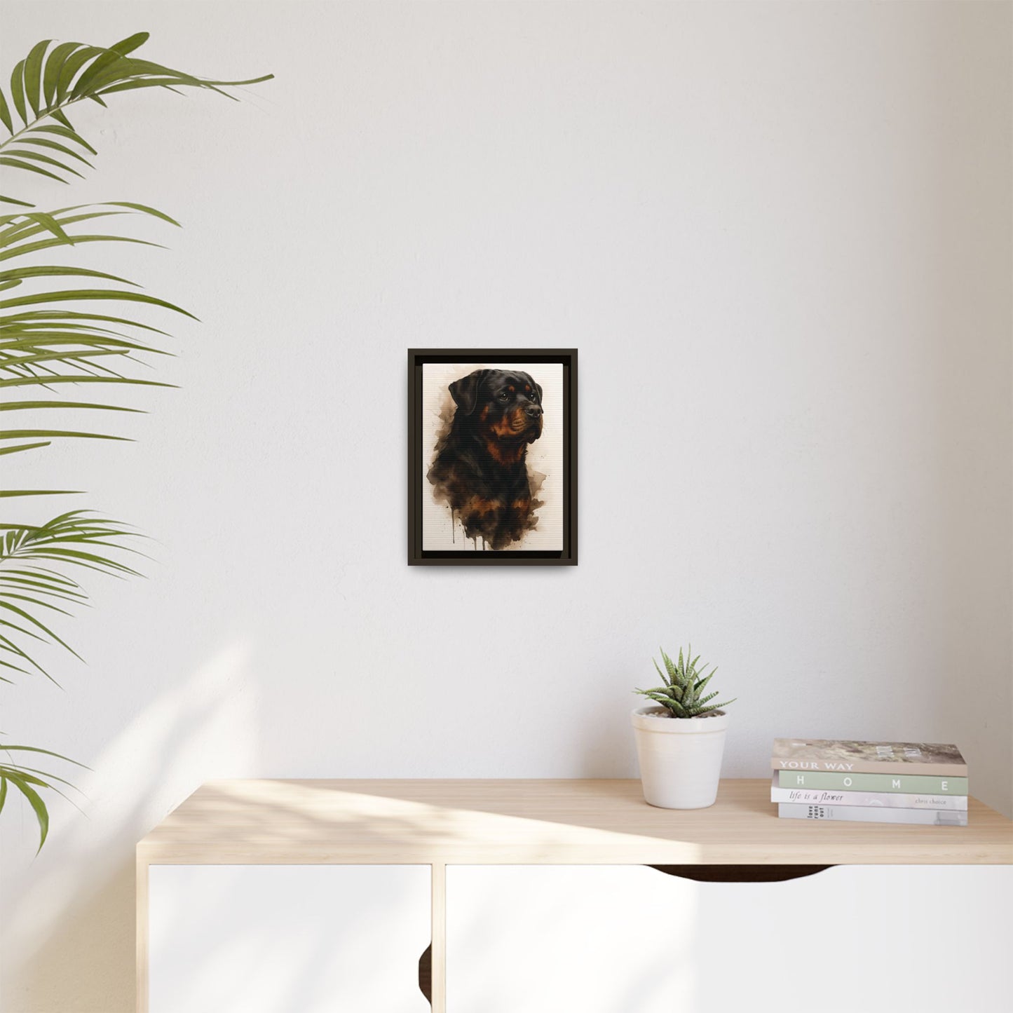 Rottweiler Portrait Wall Art - Framed Matte Canvas Print
