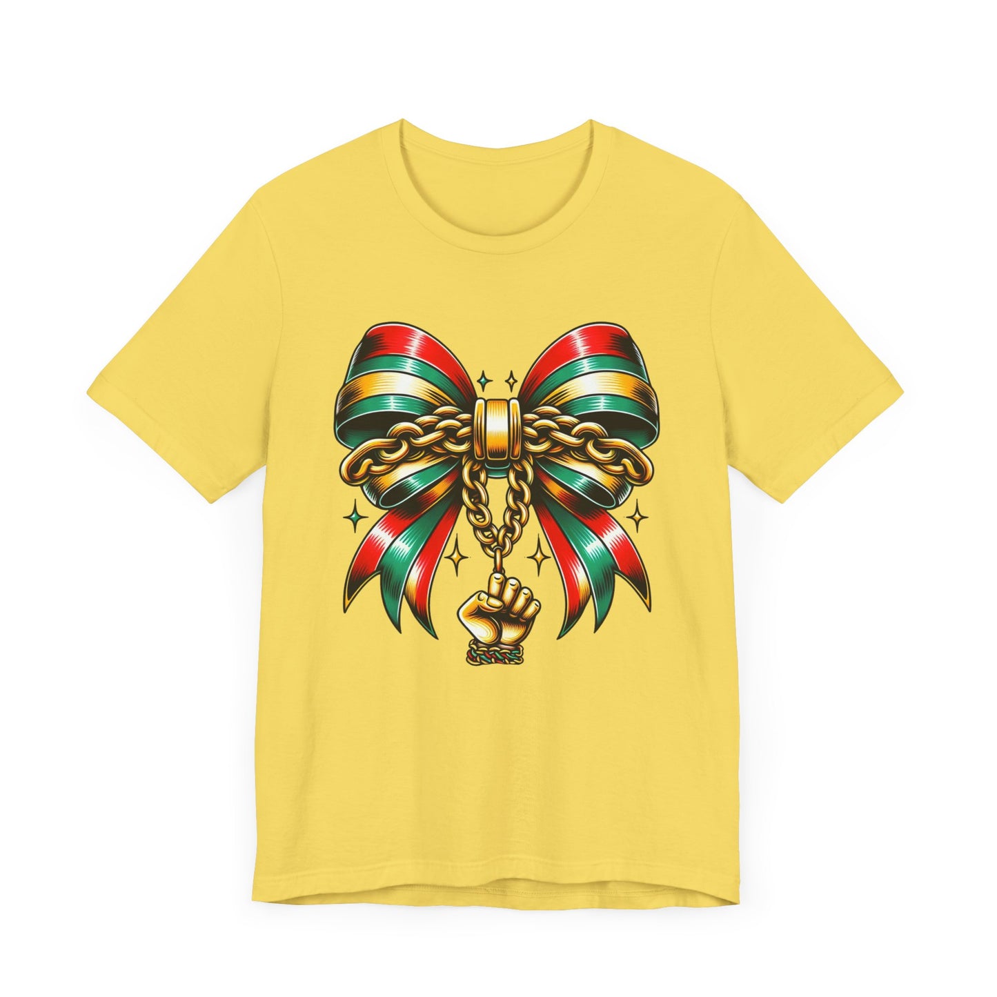 Bow and Chain Juneteenth Celebration Tee, Unisex Jersey Tee, Freedom Shirt, Equality Apparel, Black History Month Gift, Activist Fashion