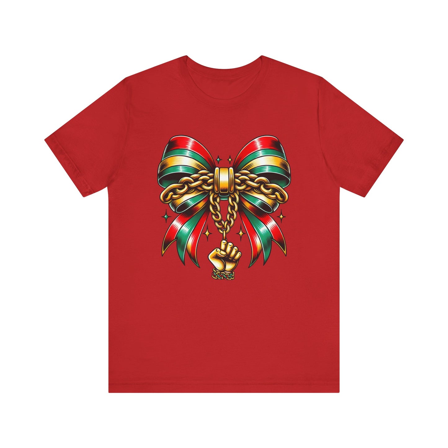 Bow and Chain Juneteenth Celebration Tee, Unisex Jersey Tee, Freedom Shirt, Equality Apparel, Black History Month Gift, Activist Fashion