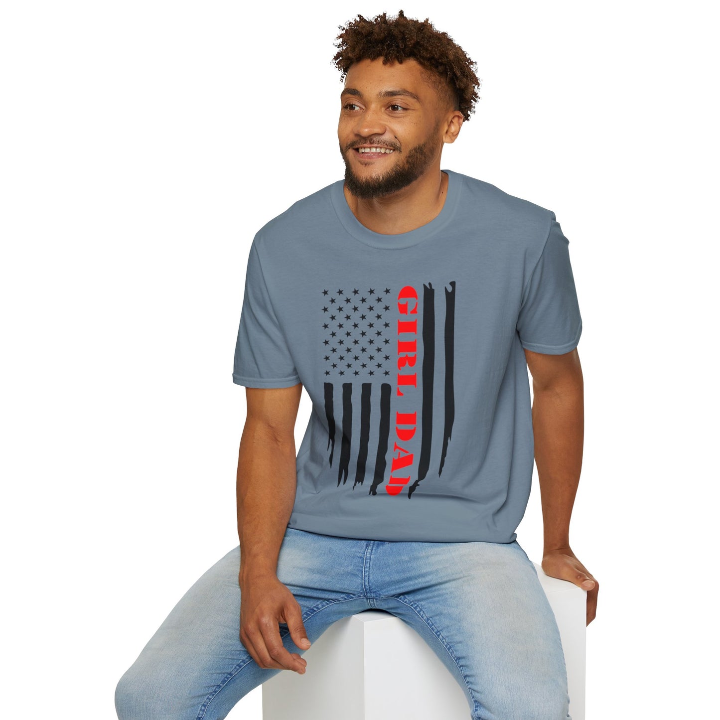Patriotic 'Girl Dad' T-Shirt - Perfect for Dads, Father's Day, Independence Day, Family Events, Casual Wear, Gift Ideas