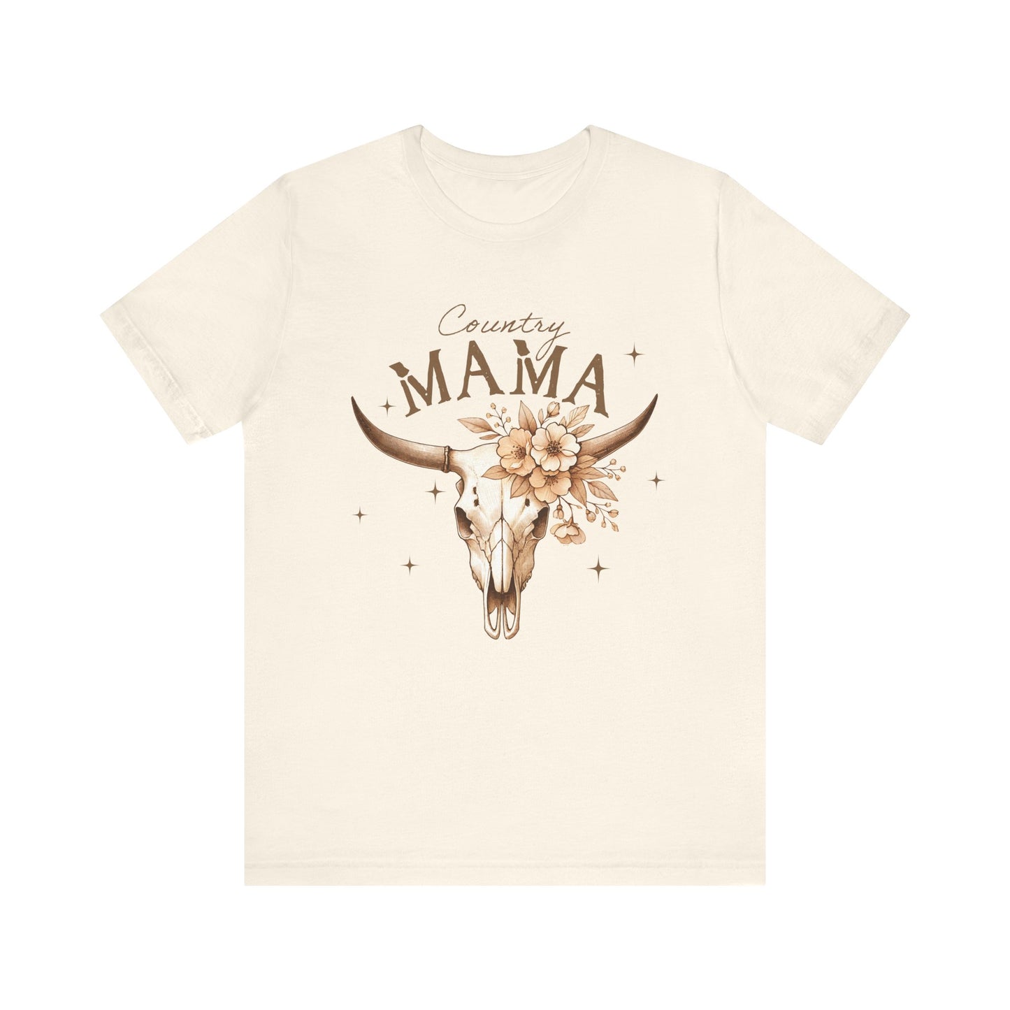 Country Mama Tee, Unisex Short Sleeve Shirt for Moms, Floral Skull Graphic Tee, Gift for Mother's Day, Western Style