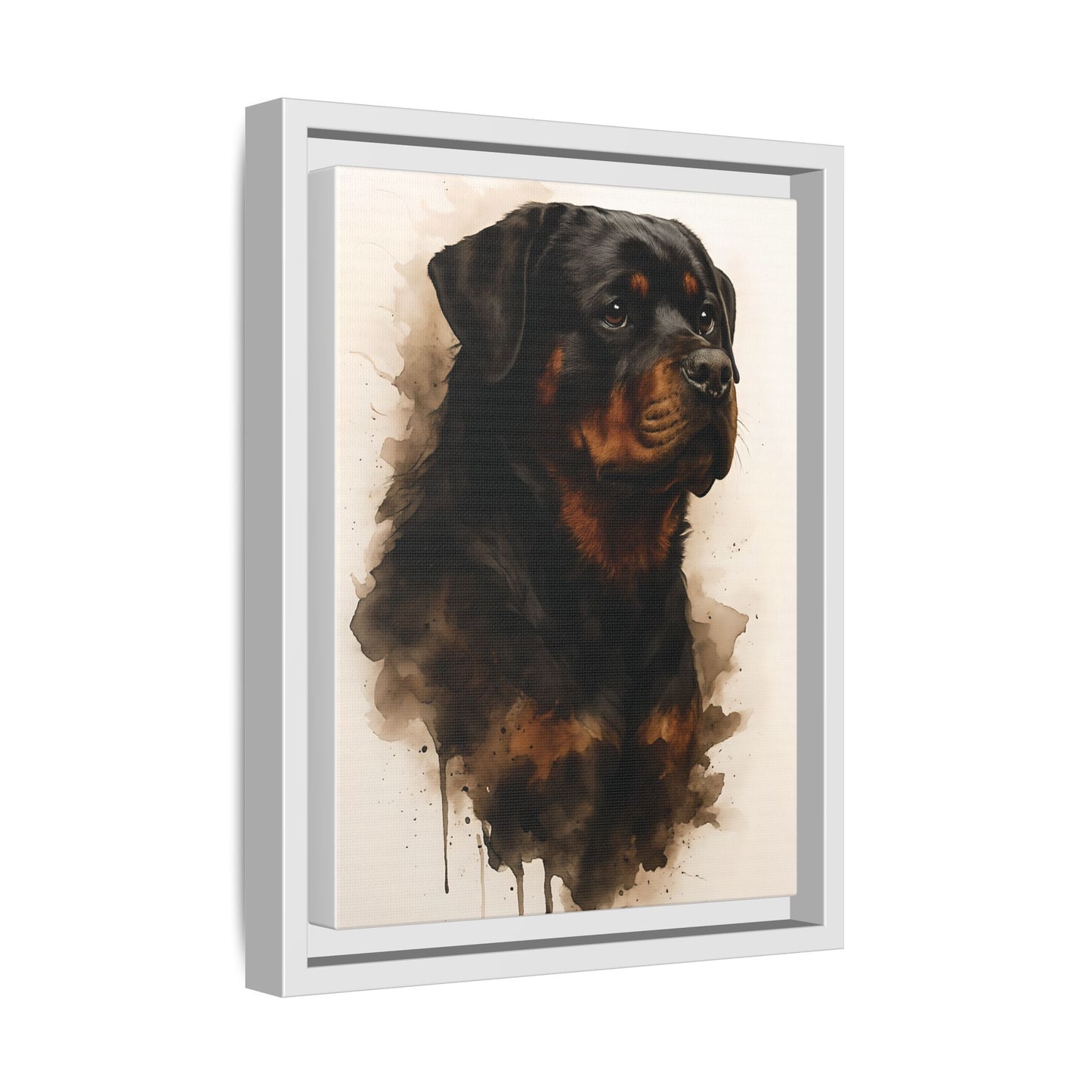 Rottweiler Portrait Wall Art - Framed Matte Canvas Print